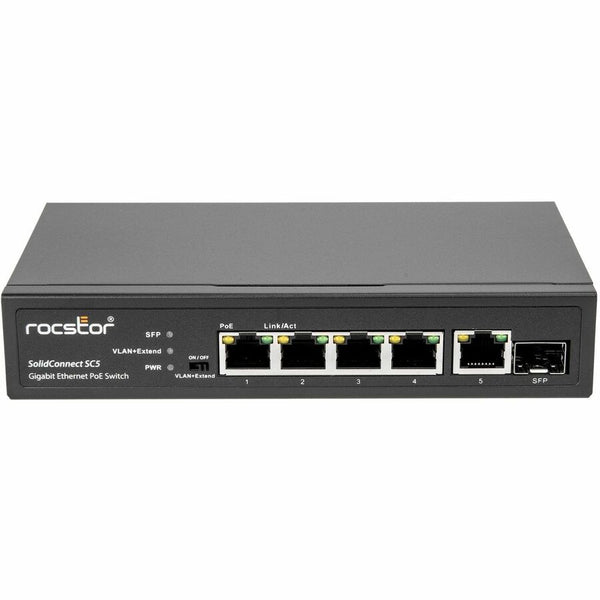 Rocstor Solidconnect Sc5 4-port Poe+ Gigabit Unmanaged Ethernet Port & 1 Gigabit Sfp Upl