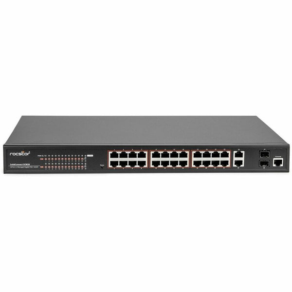 Rocstor Solidconnect Scm28 24-port Poe+ Gigabit L2 Managed Ethernet Switch & 2-port Giga