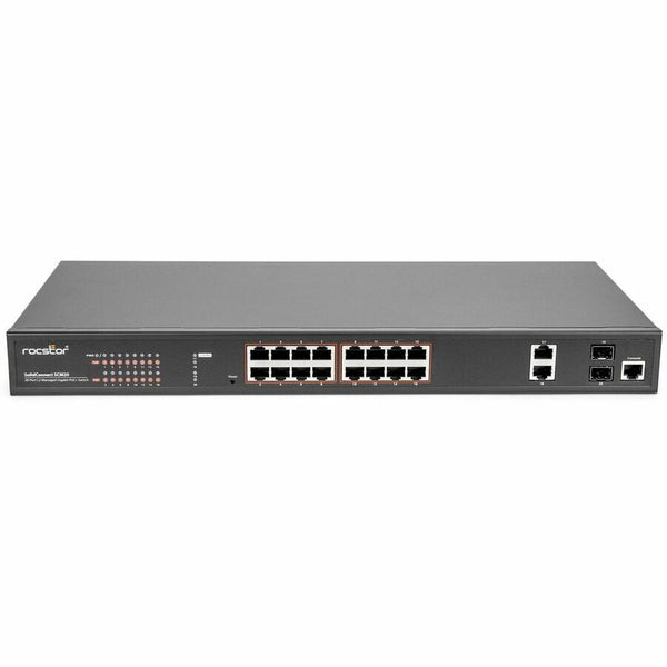 Rocstor Solidconnect Scm20 16-port Poe+ Gigabit L2 Managed Ethernet Switch & 2-port Giga