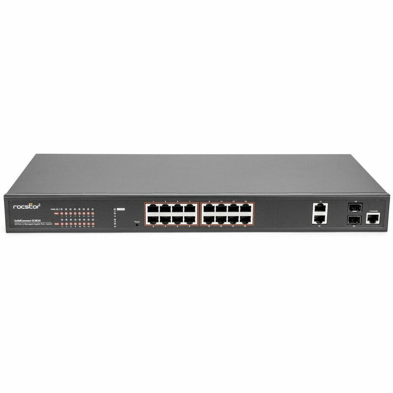 Rocstor Solidconnect Scm20 16-port Poe+ Gigabit L2 Managed Ethernet Switch & 2-port Giga