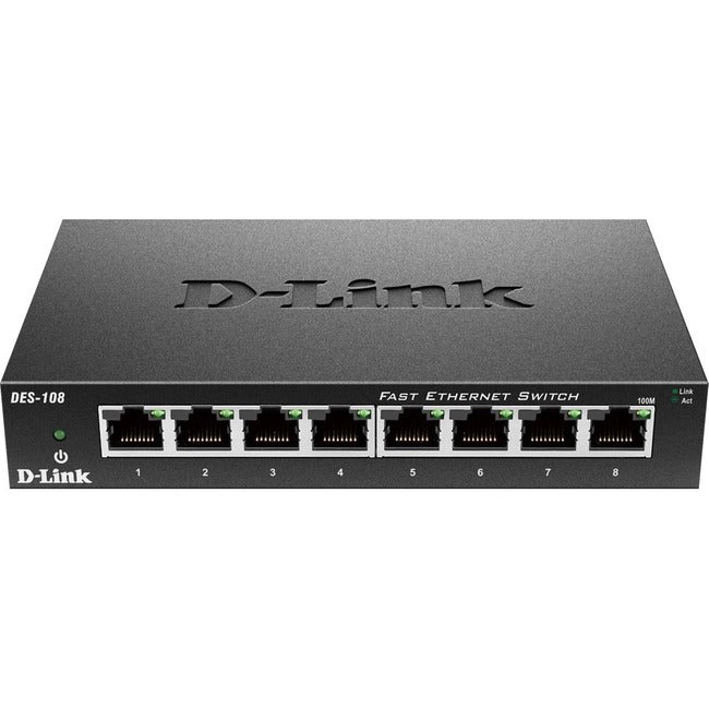 D-Link DES-108 8-Port 10-100 Unmanaged Metal Desktop Switch