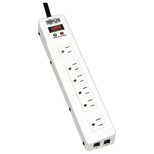 Tripp Lite Surge Protector Power Strip 120V RJ11 RT Angle 6 Outlet Metal 15' Crd - American Tech Depot