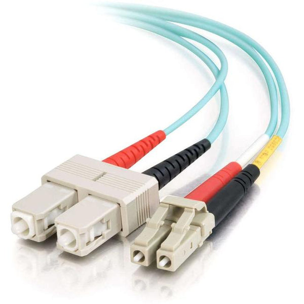 C2G 1m LC-SC 10Gb 50-125 Duplex Multimode OM3 Fiber Cable - Aqua - 3ft - American Tech Depot