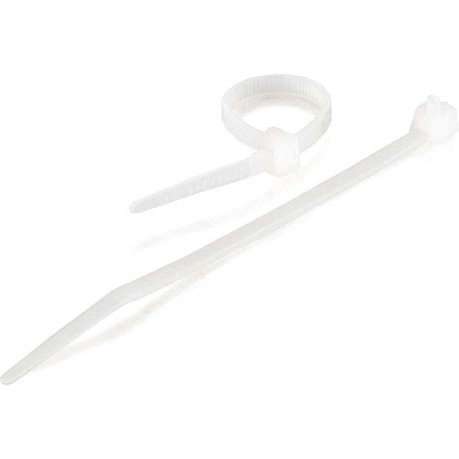 C2G 7.75in Releasable-Reusable Cable Ties - White - 50pk