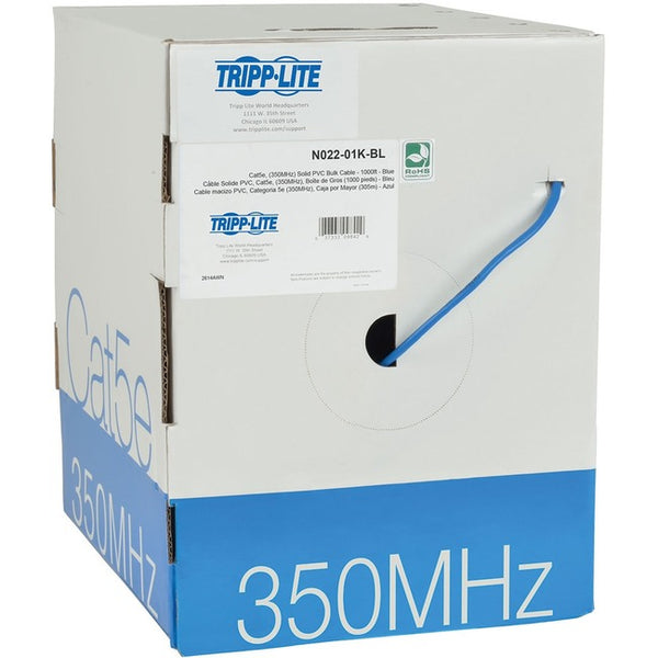 Tripp Lite 1000ft Cat5 - Cat5e Bulk Cable Solid CMR PVC 350MHz Blue 1000' - American Tech Depot