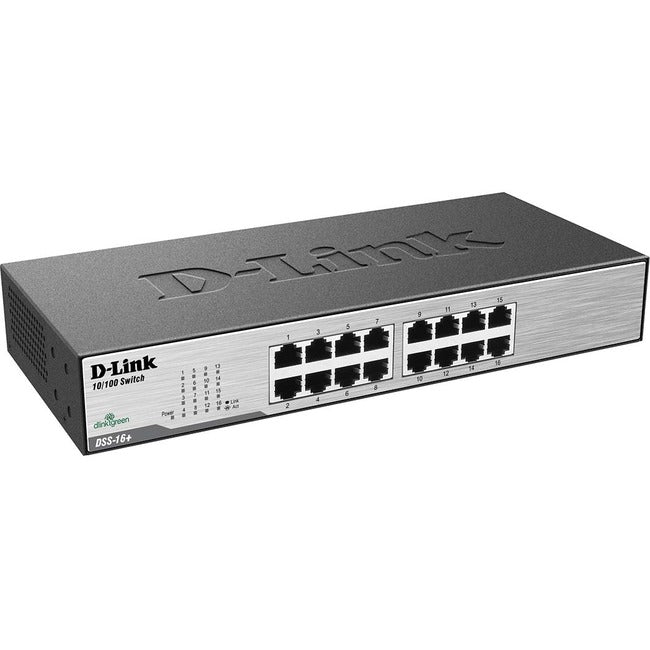 D-Link DSS-16+ 16-Port 10-100 Unmanaged Metal Desktop or Rackmount Switch