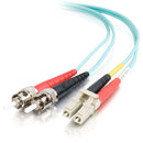 C2G 2m LC-ST 10Gb 50-125 Duplex Multimode OM3 Fiber Cable - Aqua - 6ft - American Tech Depot