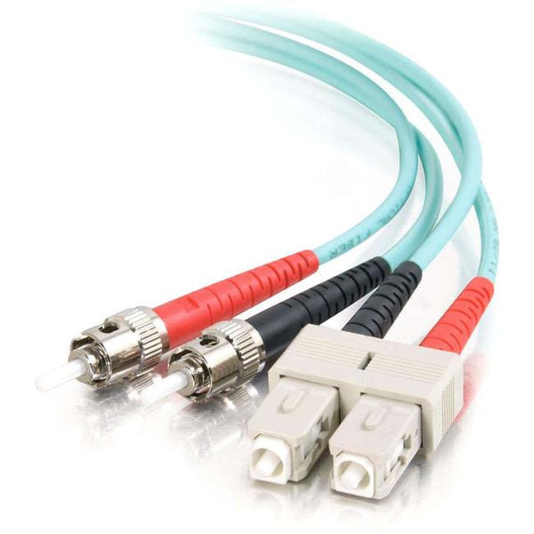 C2G-10m SC-ST 10Gb 50-125 OM3 Duplex Multimode PVC Fiber Optic Cable - Aqua - American Tech Depot