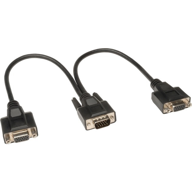 Tripp Lite 1ft VGA Monitor Y Splitter Cable High Resolution HD15 M-2xF 1' - American Tech Depot