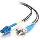 C2G-10m LC-ST 9-125 OS1 Duplex Singlemode PVC Fiber Optic Cable - Black
