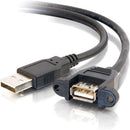 C2G 1ft Panel-Mount USB 2.0 A Male to A Female Cable - American Tech Depot