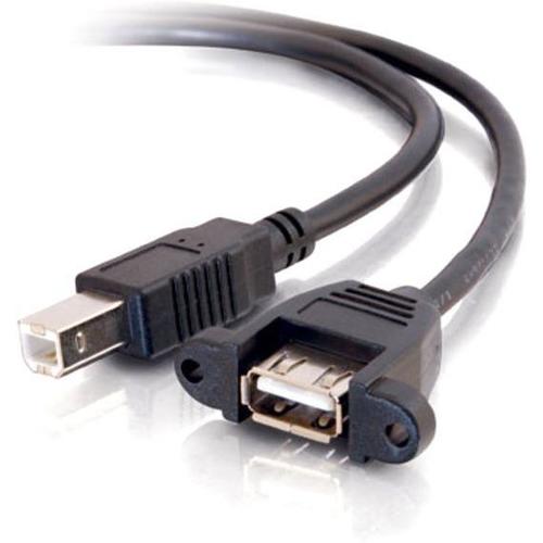 C2G 2ft Panel-Mount USB 2.0 A Female to B Male Cable - American Tech Depot