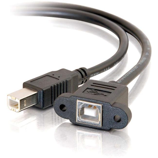 C2G 1.5ft Panel-Mount USB 2.0 B Female to B Male Cable - American Tech Depot