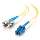 C2G-15m LC-ST 9-125 OS1 Duplex Singlemode PVC Fiber Optic Cable - Yellow - American Tech Depot