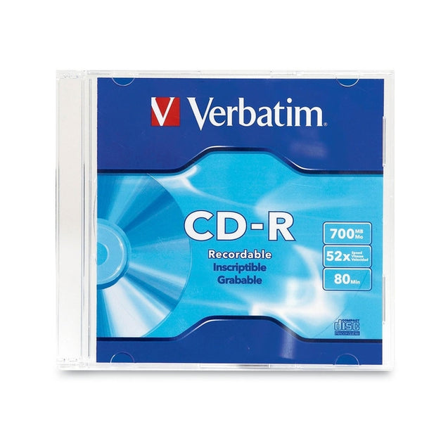 Verbatim CD-R 700MB 52X with Branded Surface - 1pk Slim Case