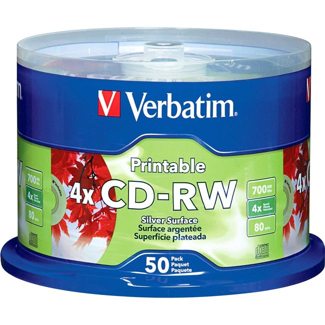 CD-RW 700MB 12X DataLifePlus Silver Inkjet Printable with Branded Hub - 50pk Spindle