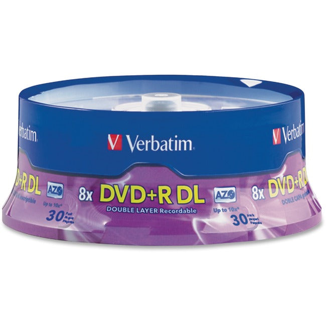 Verbatim DVD+R DL 8.5GB 8X with Branded Surface - 30pk Spindle