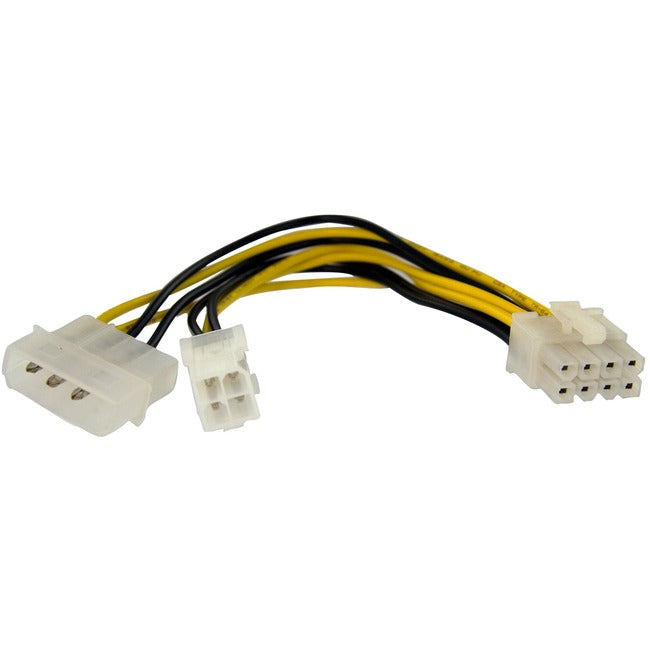 StarTech.com 6in 4 Pin to 8 Pin EPS Power Adapter with LP4 - F-M - American Tech Depot