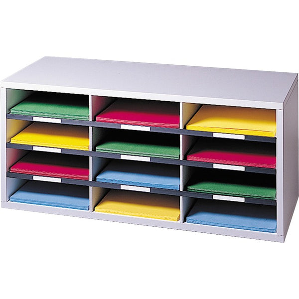 Fellowes Literature Organizer - 12 Compartment Sorter, Dove Gray