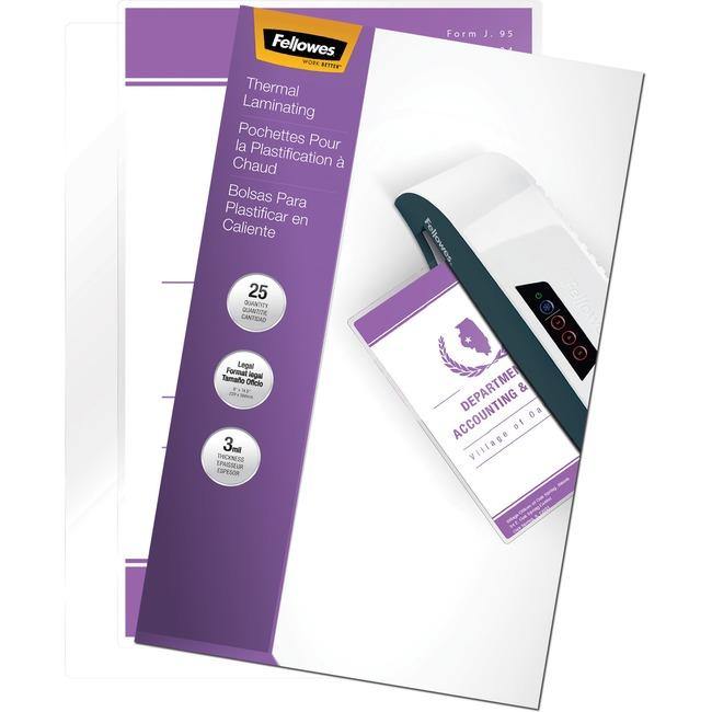 Fellowes Glossy Pouches - Legal, 3 mil, 25 pack - American Tech Depot