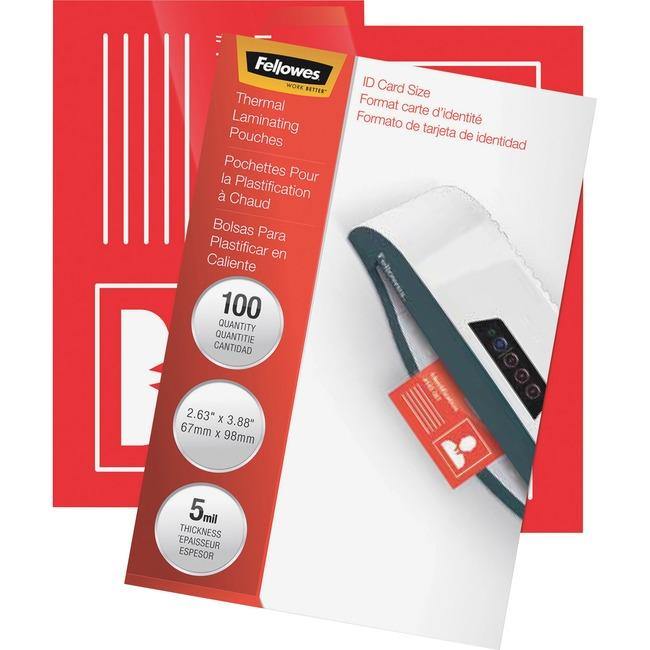 Fellowes Glossy Pouches - ID Tag not punched, 5 mil, 100 pack - American Tech Depot