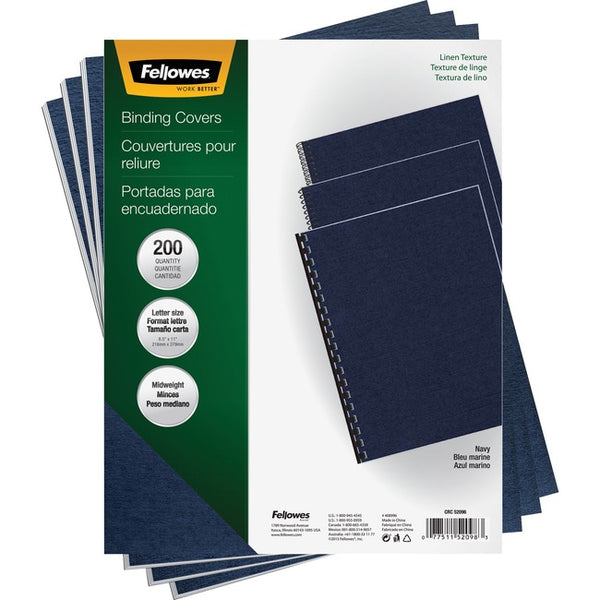 Fellowes Expressions™ Linen Presentation Covers - Letter, Navy, 200