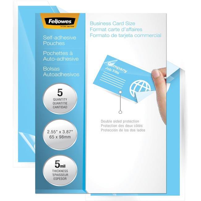 Fellowes Self-Adhesive Pouches - ID Tag, 5mil, 5 pack - American Tech Depot