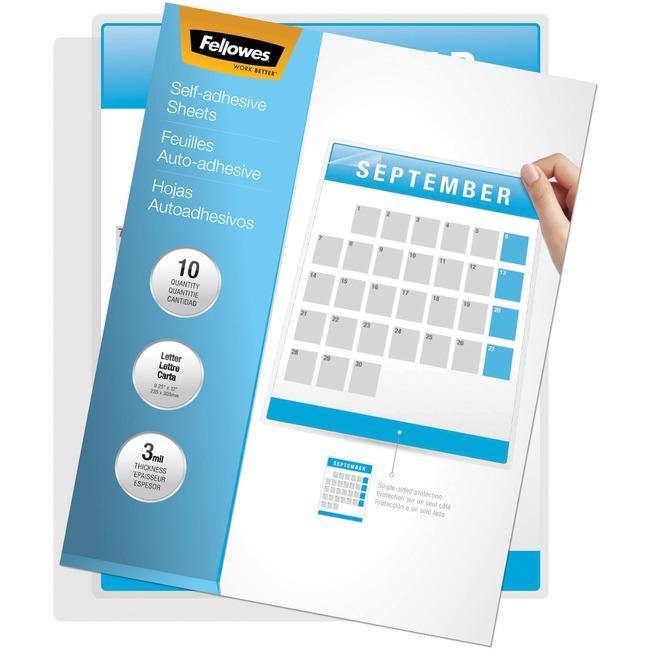 Fellowes Self Adhesive Laminating Sheets, Letter, 3mil, 10 pack - American Tech Depot