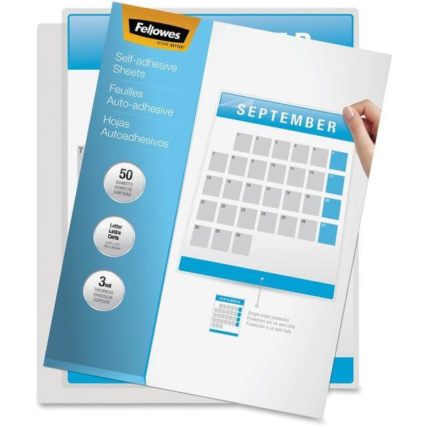 Fellowes Self Adhesive Laminating Sheets, Letter, 3mil, 50 pack - American Tech Depot