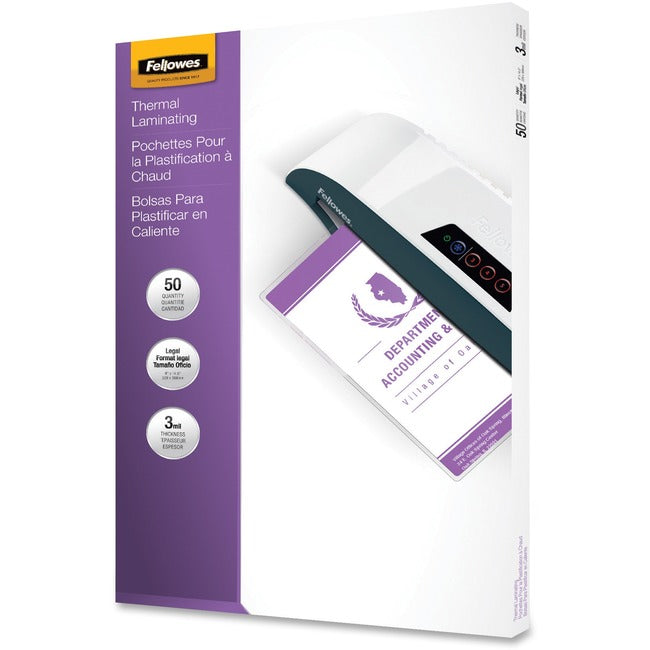 Fellowes Glossy Pouch - Legal, 3 mil, 50 pack