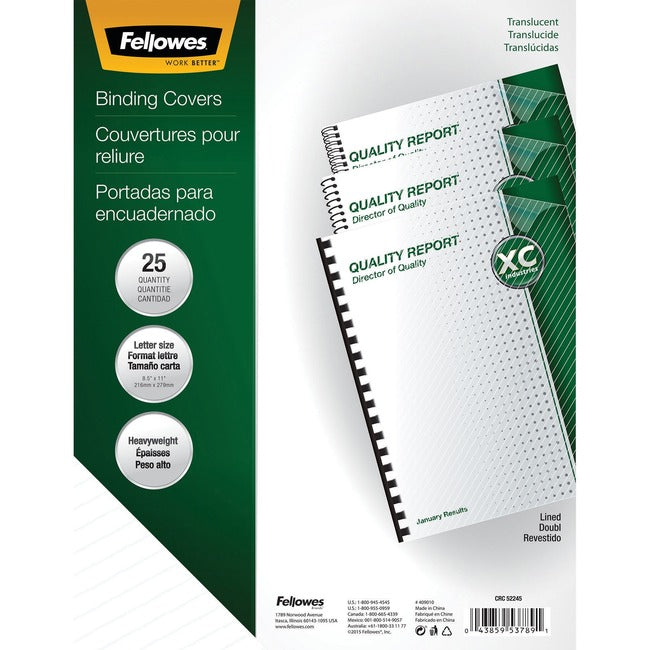 Fellowes Futura™ Presentation Covers - Letter, Lined, 25 pack