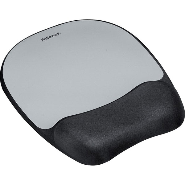 Fellowes Memory foam Mouse Pad-Wrist Rest- Silver Streak