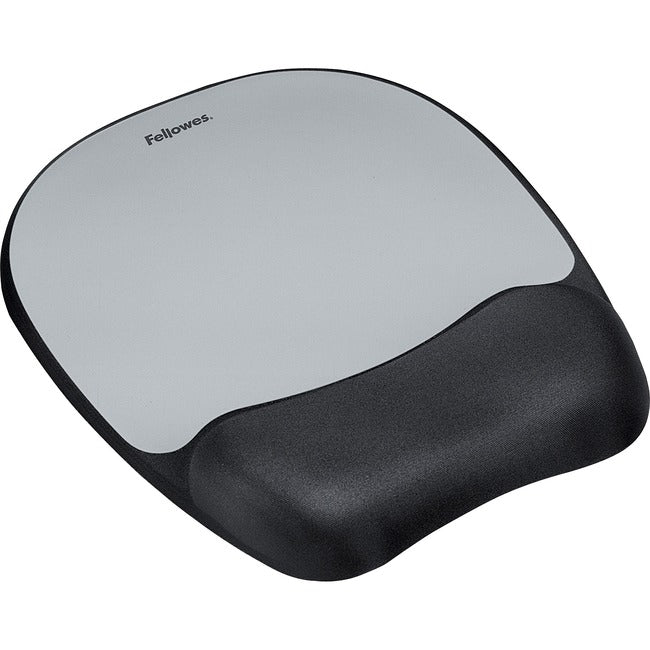 Fellowes Memory foam Mouse Pad-Wrist Rest- Silver Streak
