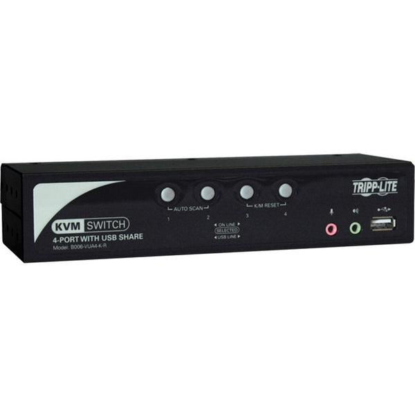 Tripp Lite 4-Port Desktop KVM Switch Audio, 2-Port USB, On-Screen Display & Cables - American Tech Depot