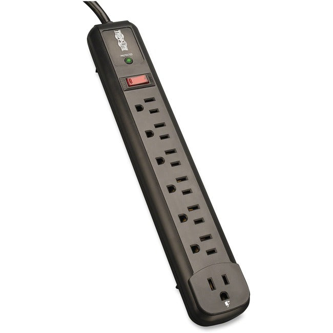 Tripp Lite Surge Protector Power Strip TL P74 RB 120V Right Angle 7 Outlet Black - American Tech Depot