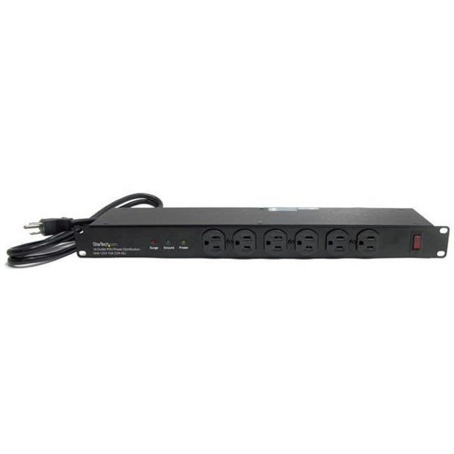 StarTech.com Rackmount PDU with 16 Outlets and Surge Protection - 19in Power Distribution Unit - 1U