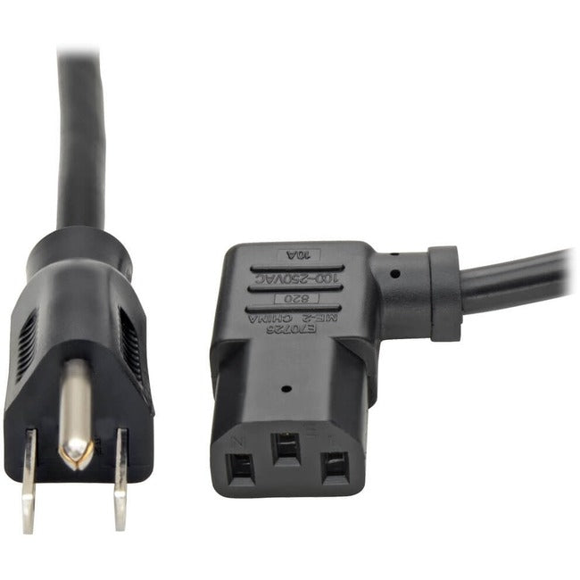 Tripp Lite 6ft Computer Power Cord Cable 5-15P to Left Angle C13 10A 18AWG 6' - American Tech Depot
