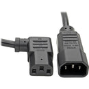 Tripp Lite 2ft Computer Power Cord Extension Cable C14 to Right Angle C13 10A 18AWG 2' - American Tech Depot