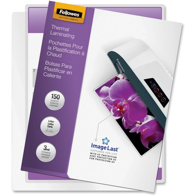 Fellowes Thermal Laminating Pouches - ImageLast™, Jam Free, Letter, 3mil, 150 pack