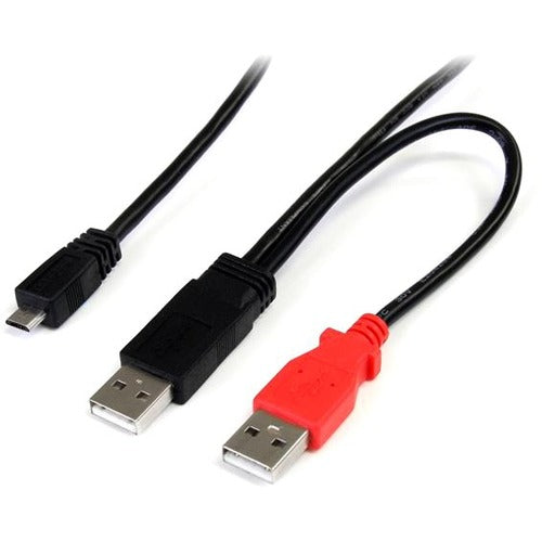 StarTech.com 1 ft USB Y Cable for External Hard Drive - Dual USB A to Micro B - American Tech Depot