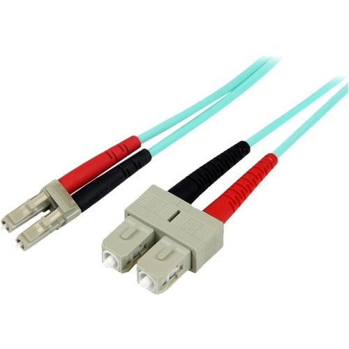 2m Fiber Optic Cable - 10 Gb Aqua - Multimode Duplex 50-125 - LSZH - LC-SC - OM3 - LC to SC Fiber Patch Cable - American Tech Depot