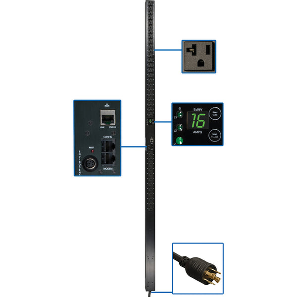Tripp Lite PDU 3-Phase Monitored 120V 5.7kW L21-20P 36 5-15-20R 0URM - American Tech Depot