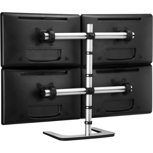 Atdec quad-triple-dual-single monitor desk mount - Freestanding base - Loads up to 17.6lb flat or 13.5lb curved - VESA 75x75, 100x100