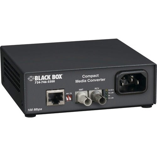 Black Box Compact Media Converter, 100BASE-TX-100BASE-SX Multimode, 300 m (850-nm), ST