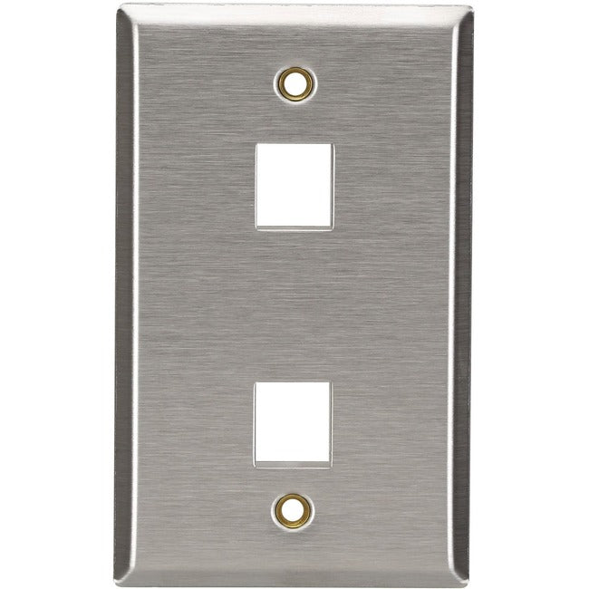 Black Box Keystone Wallplate - Stainless Steel, Single-Gang, 2-Port
