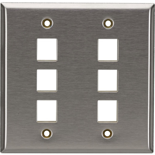 Black Box Keystone Wallplate - Stainless Steel, Double-Gang, 6-Port