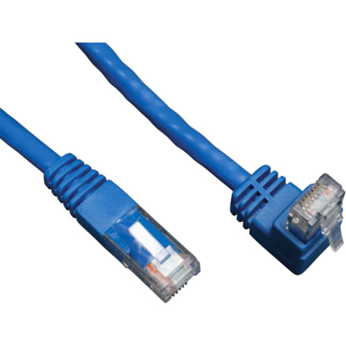 Tripp Lite 3ft Cat6 Gigabit Molded Patch Cable RJ45 Right Angle Up to Straight M-M Blue 3' - American Tech Depot