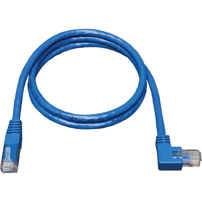 Tripp Lite 5ft Cat6 Gigabit Molded Patch Cable RJ45 Right Angle to Straight M-M Blue 5' - American Tech Depot