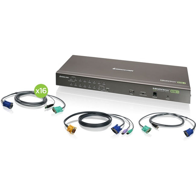 IOGEAR 16-Port USB PS-2 Combo KVM Switch with USB KVM Cables