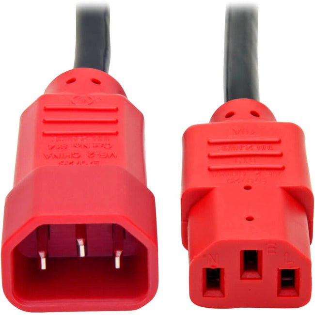 Tripp Lite 4ft Computer Power Cord Extension Cable C14 to C13 Red 10A 18AWG 4' - American Tech Depot